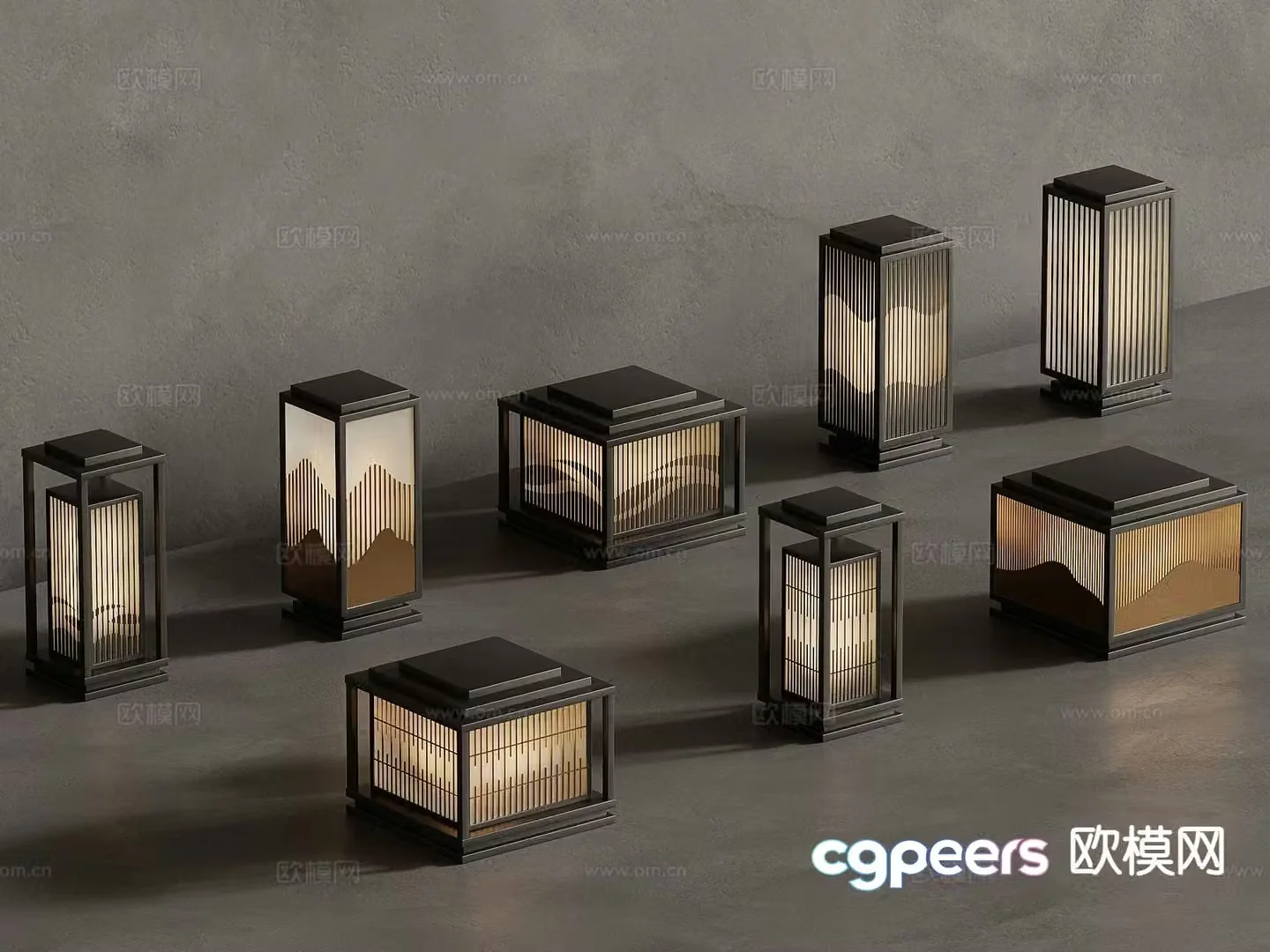 New Chinese style outdoor lamp garden lamp lawn lamp 3d model