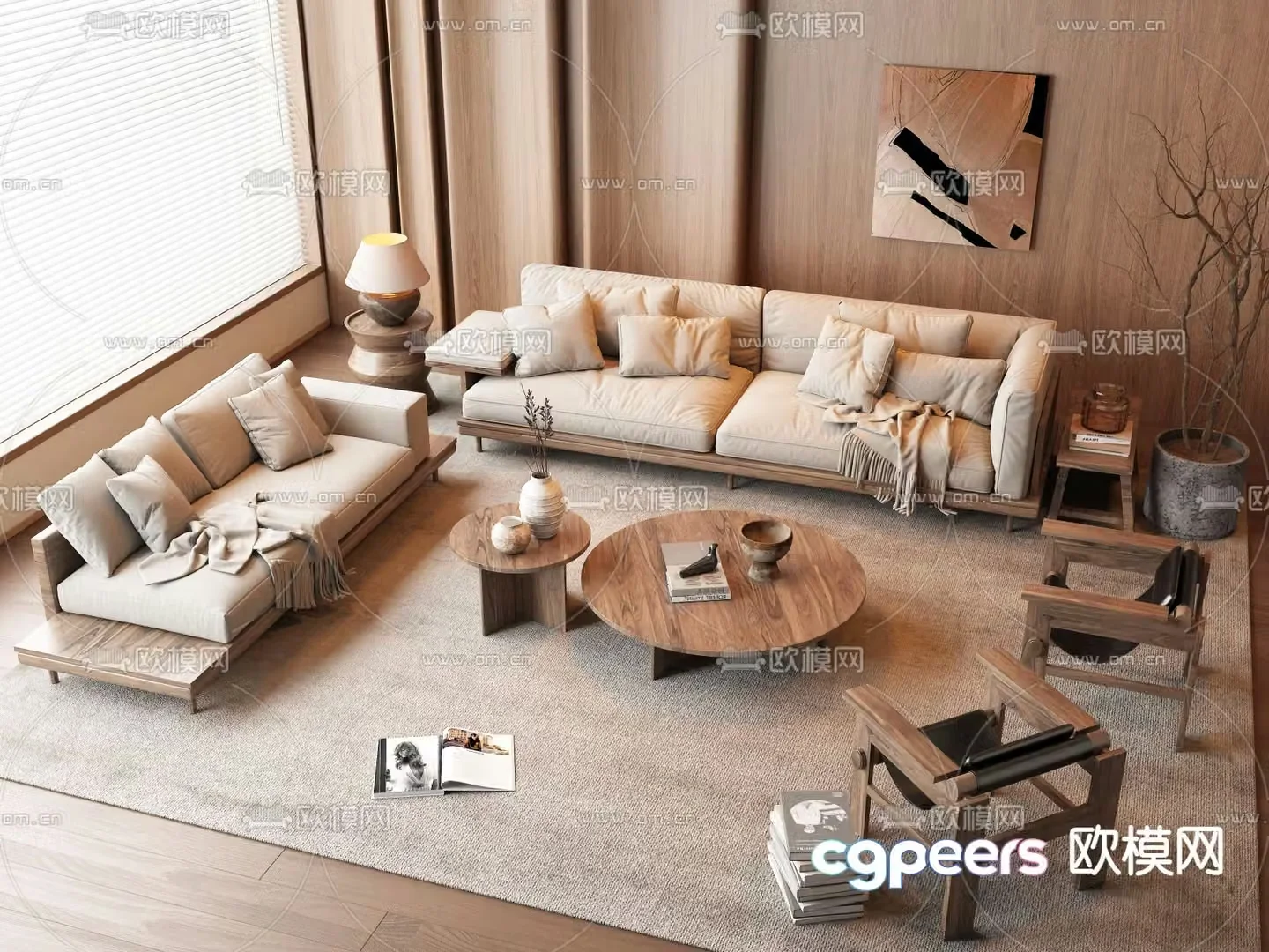 Wabi-sabi style sofa modular sofa 3d model