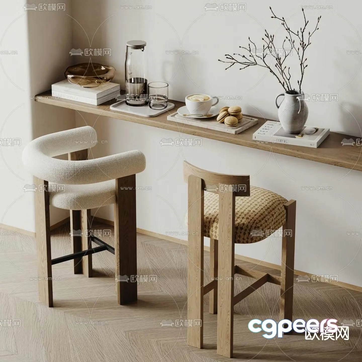 Wabi Sabi bar stool bar stool high stool 3d model