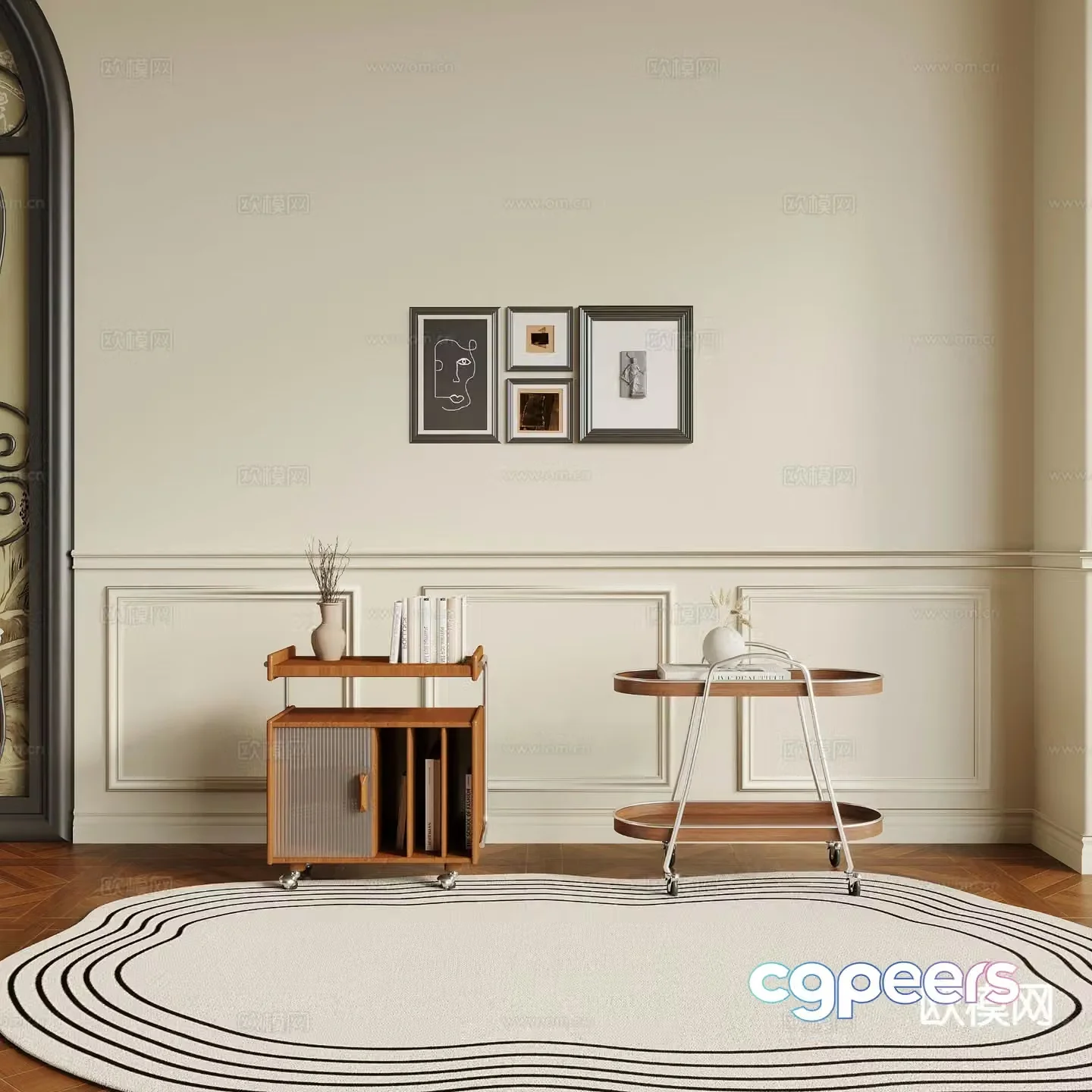 Medieval style side table and corner table 3D model