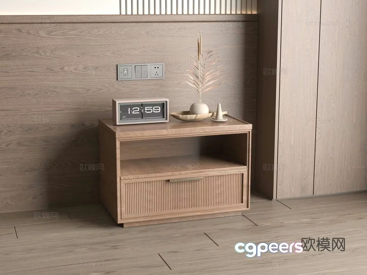 Medieval style bedside table 3d model