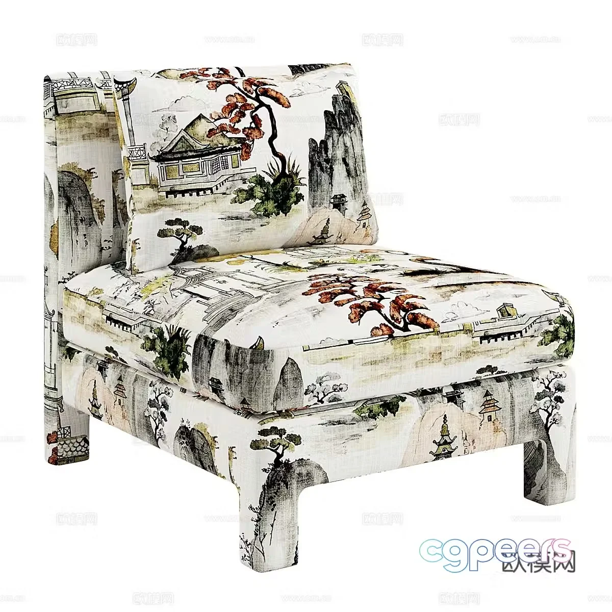 Modern single sofa calico sofa 3d model