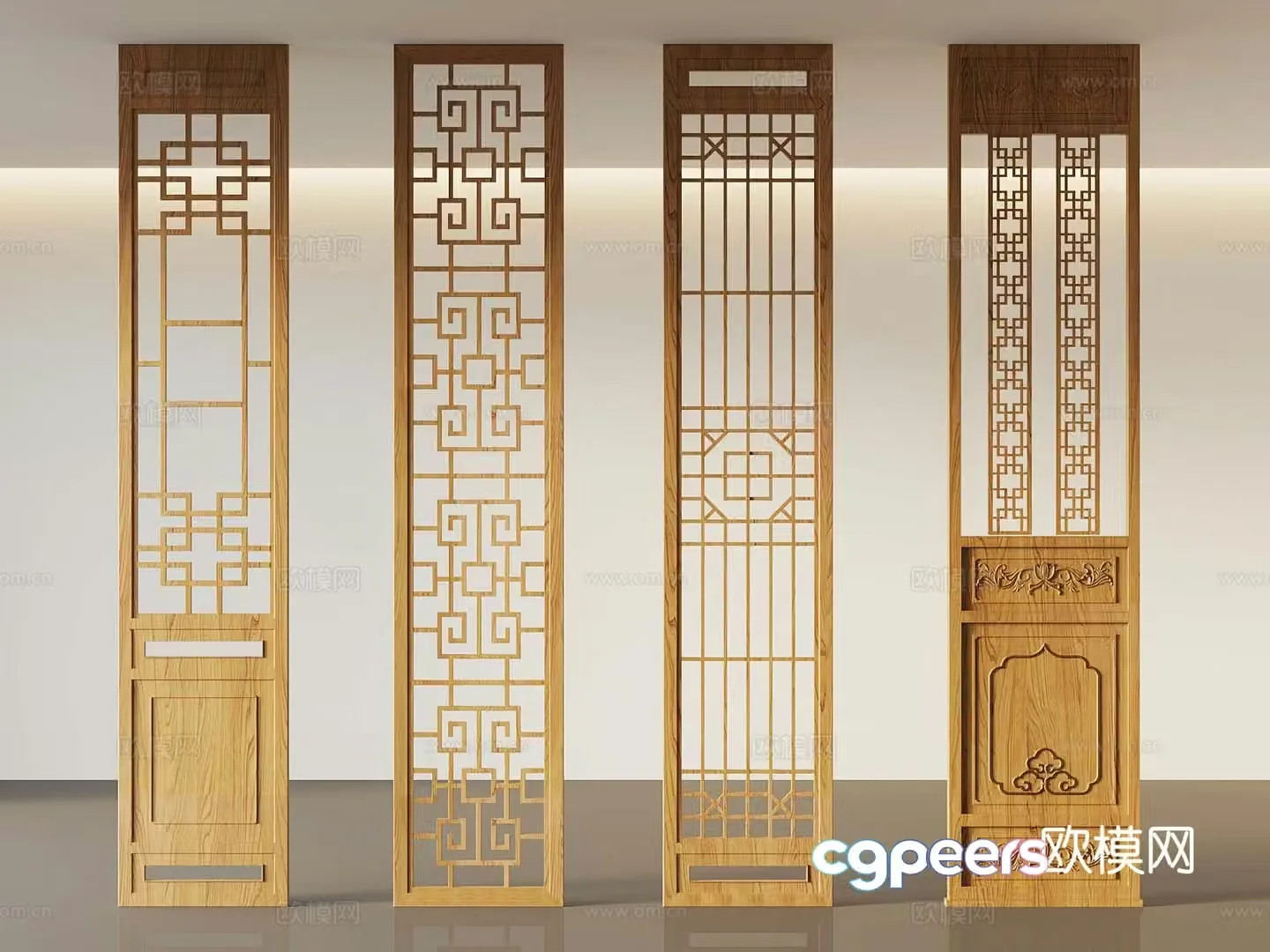 New Chinese-style screen partition 3D model