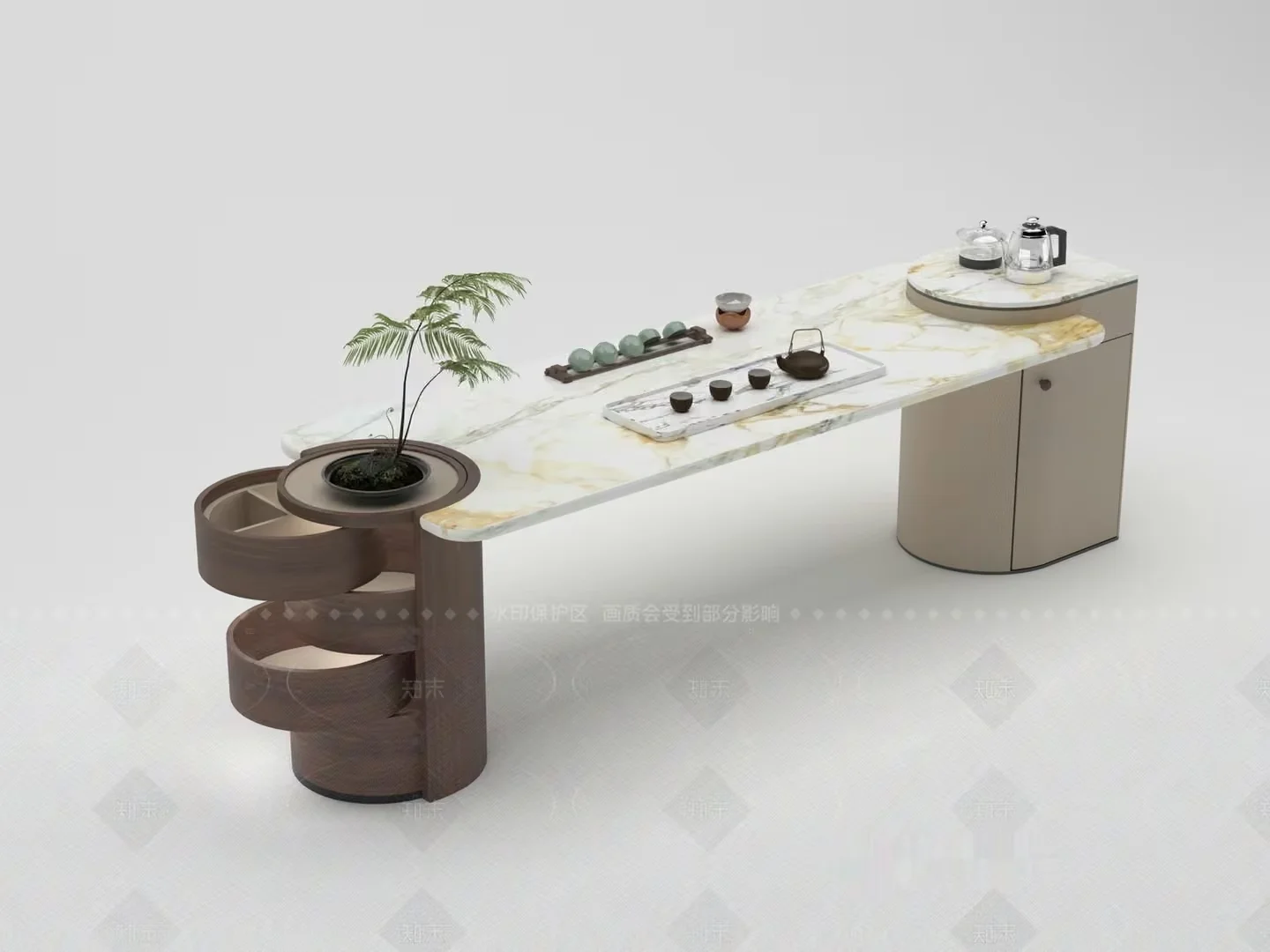 A Modern Table With A Marble Top 3D Model – 16713 – VRAY Render