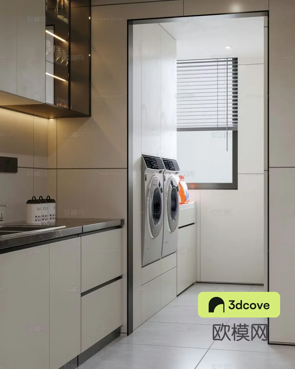 Washing machine cabinet laundry room