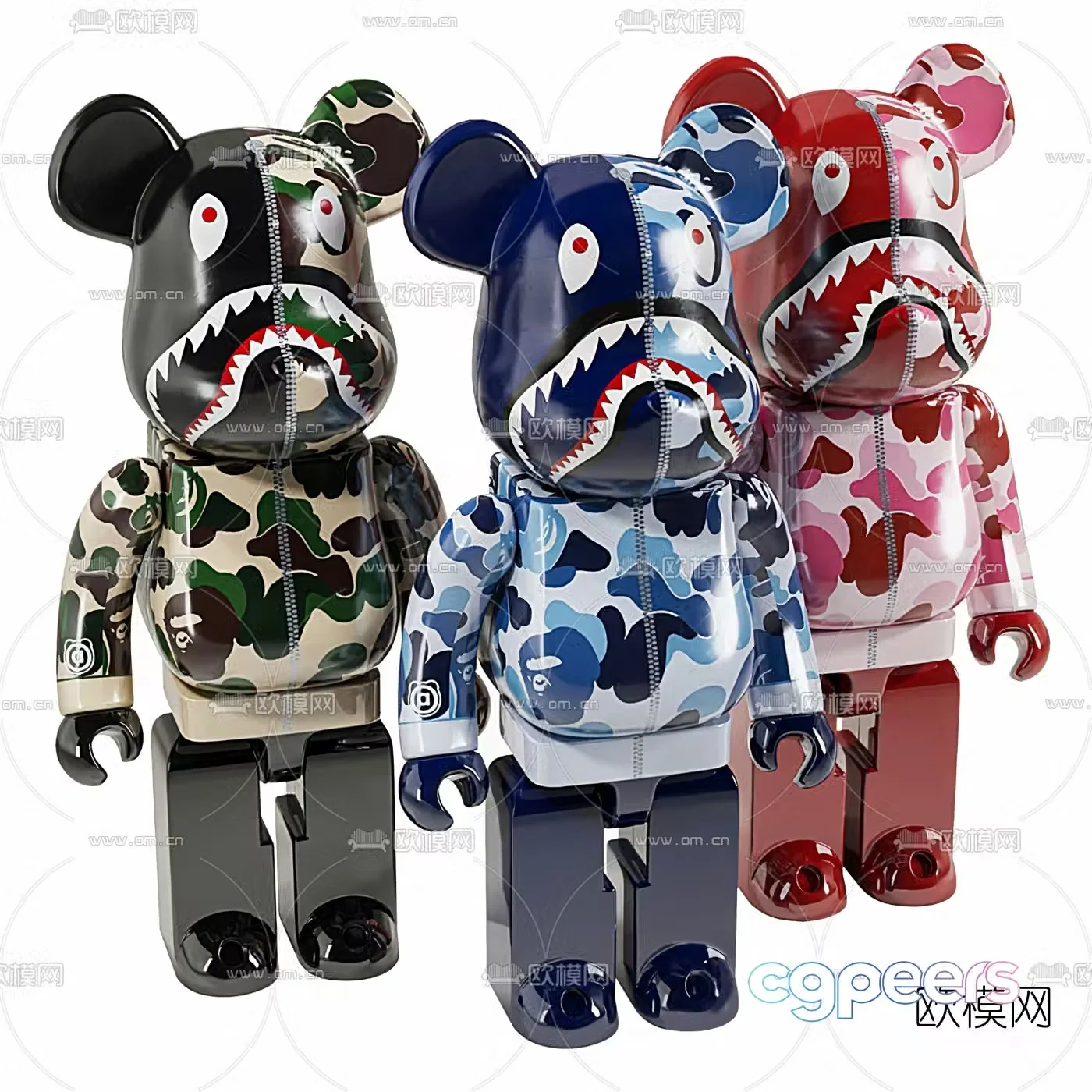 Modern camouflage violent bear toy 3d model