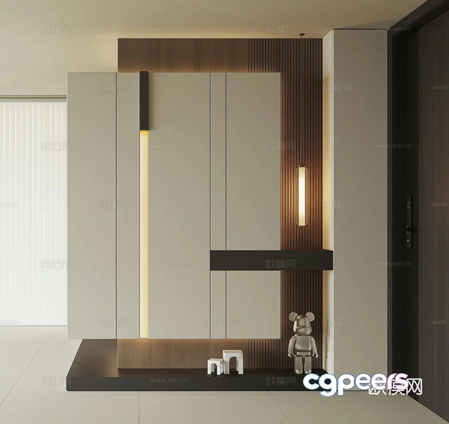 Modern home entrance shoe cabinet 3D model