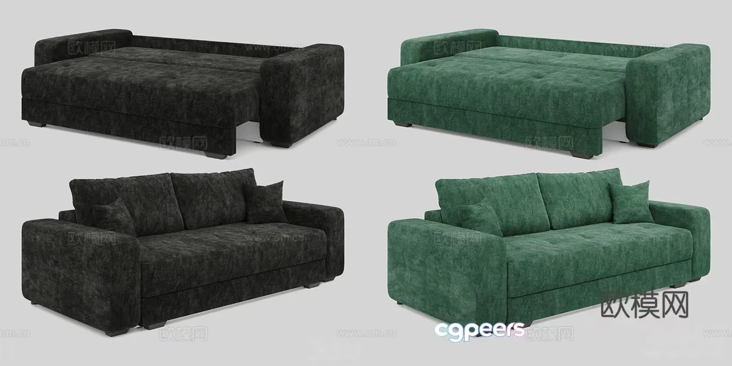 Modern Green Sofas 3D Model – 7791 – VRAY Render