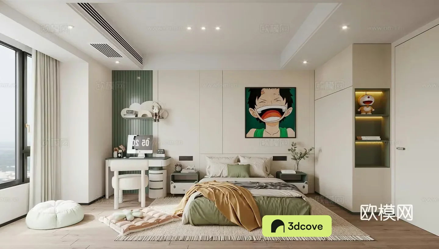 Creamy children’s room boy’s room children’s decoration painting children’s finished desk children’s bed