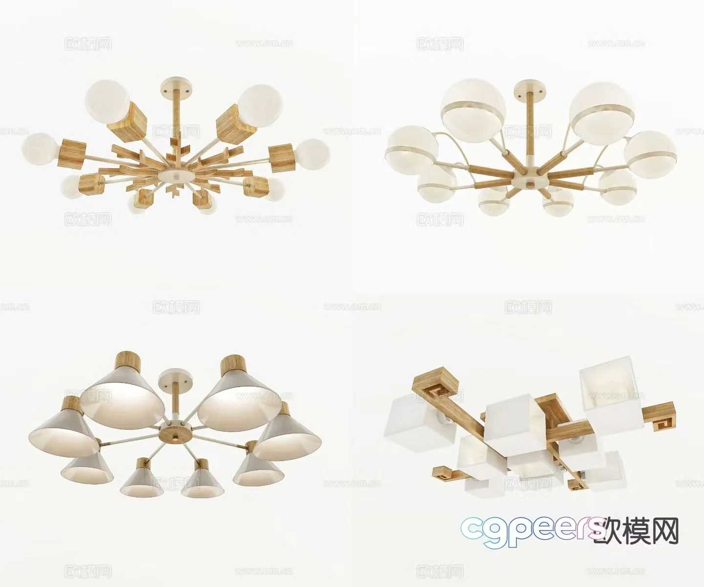 Nordic multi-head chandelier 3d model