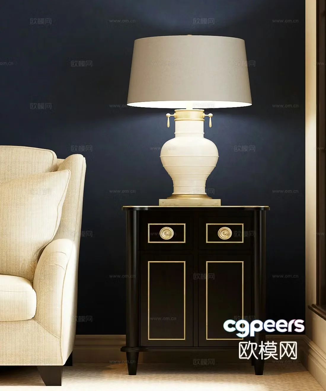 French side table European side table American side table French desk lamp European side table American desk lamp 3D model