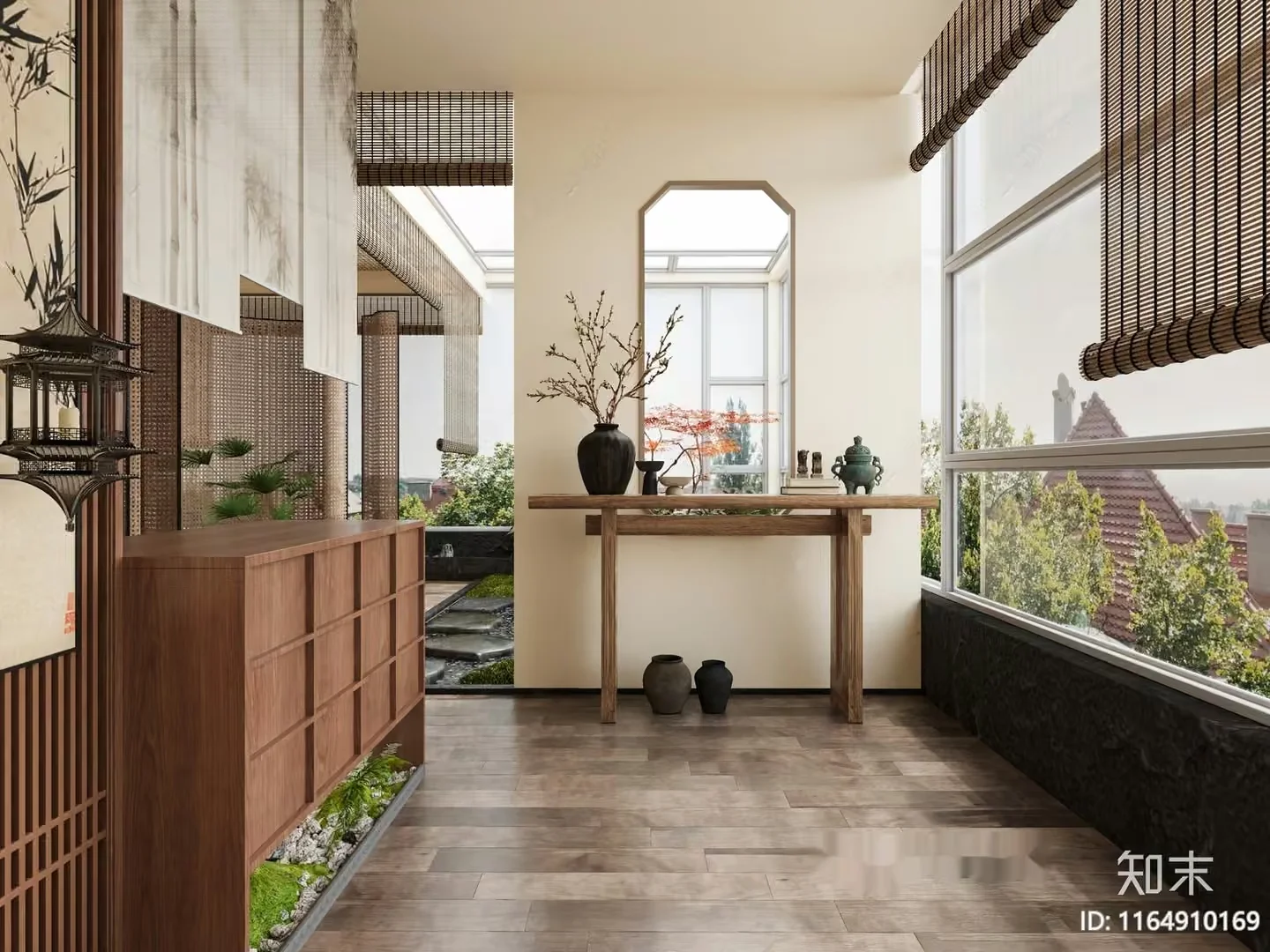 A Japanese-Style Room With A Large Window 3D Model – 21720 – VRAY Render