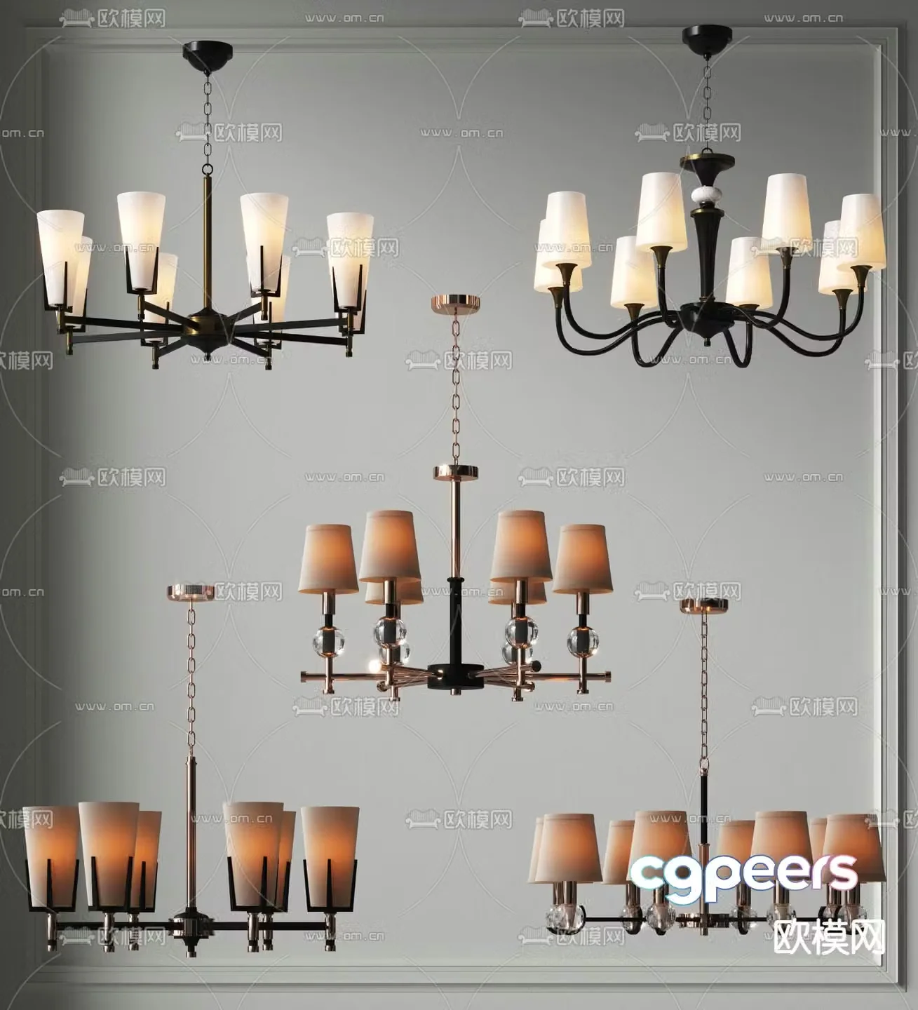 American chandelier hall chandelier 3d model