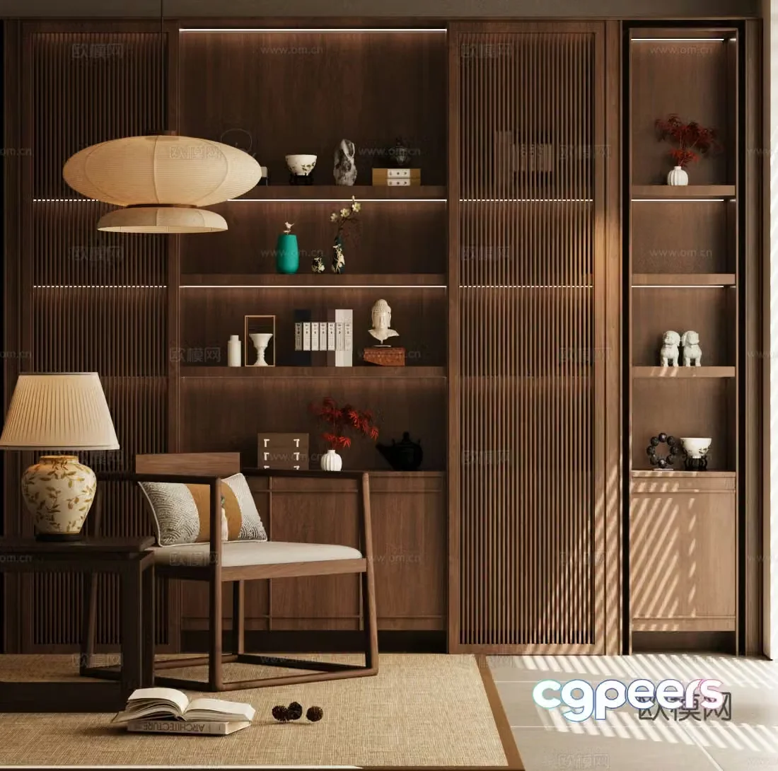 New Chinese style Zen Taishi Chair New Chinese style end-view bo ancient rack New Chinese style storage rack Chinese style leisure chair 3D model