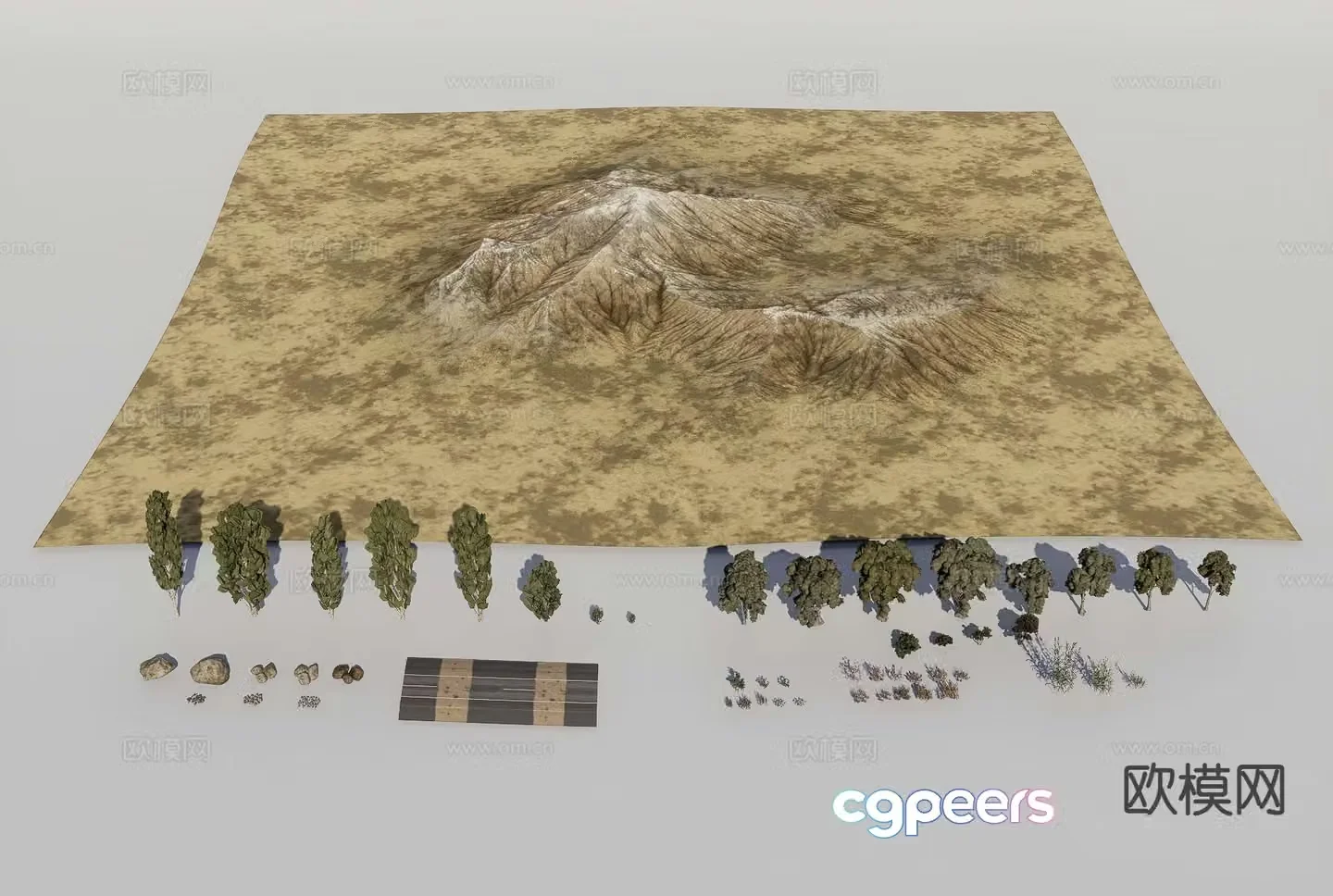 grassland mountains terrain peaks 3d model