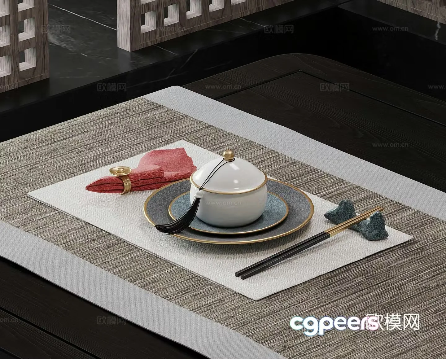 New Chinese tableware chopsticks 3D model