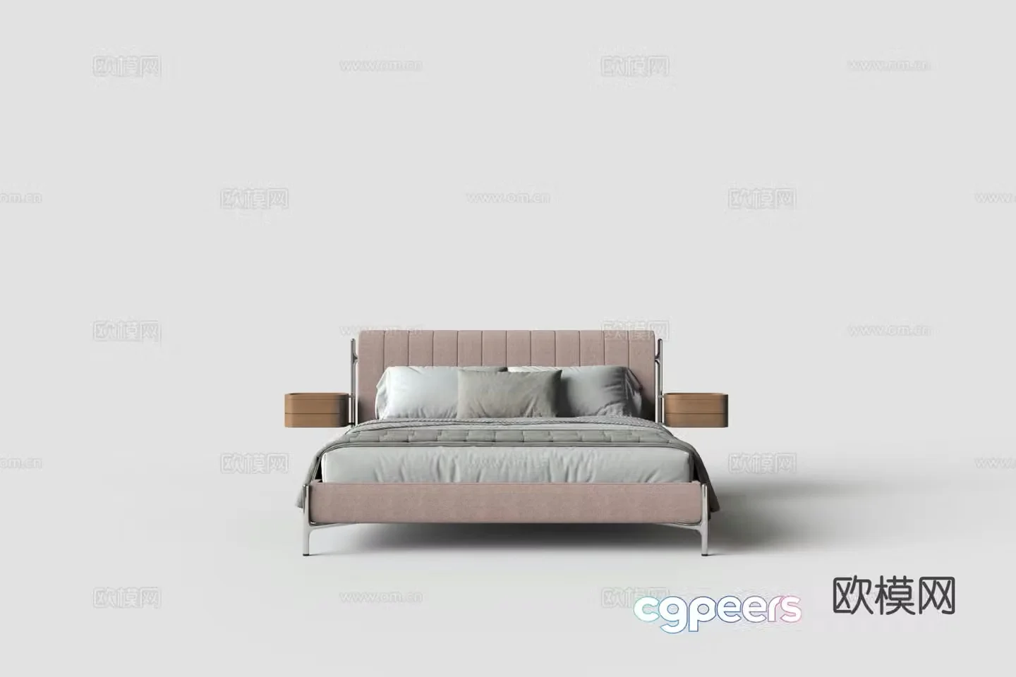 Modern fabric double bed 3d model