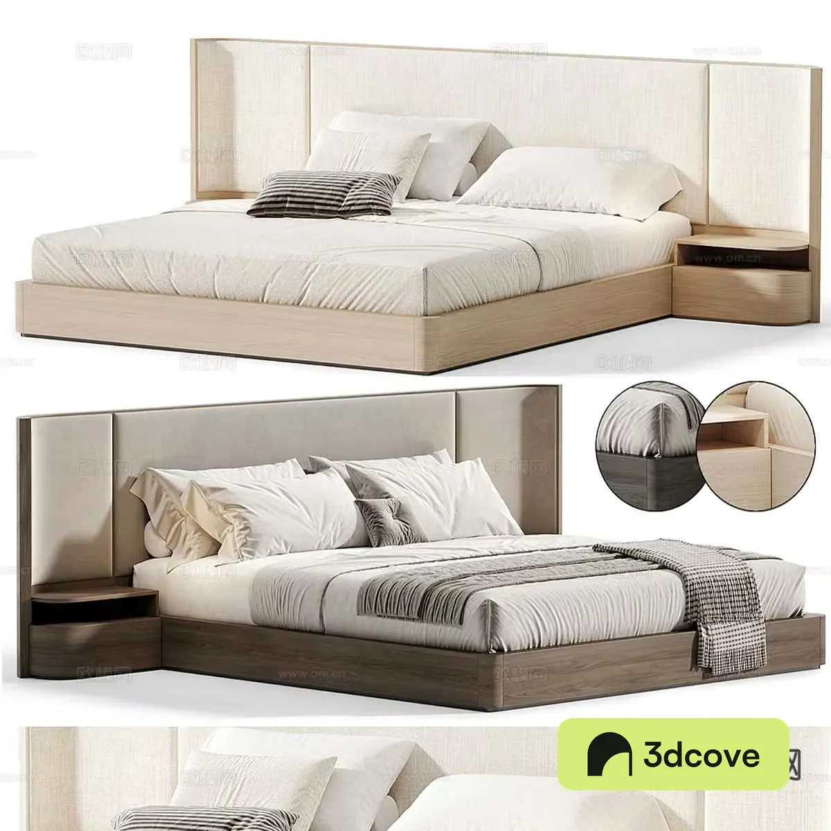Italian double bed Gianna fabric double bed