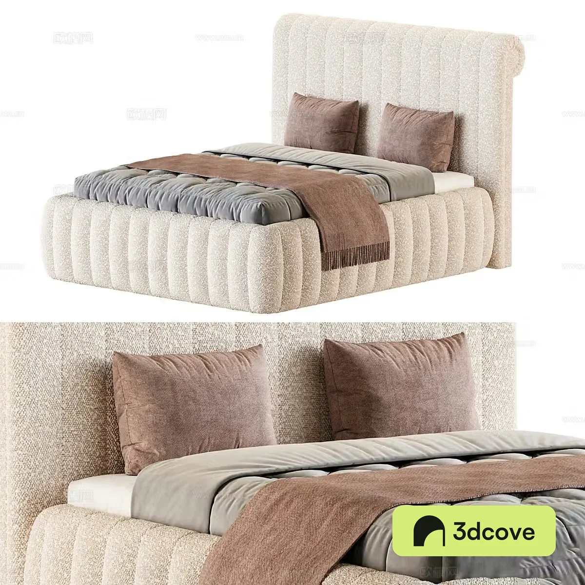 Modern Cream Style Casa Padrino Fabric Double Bed