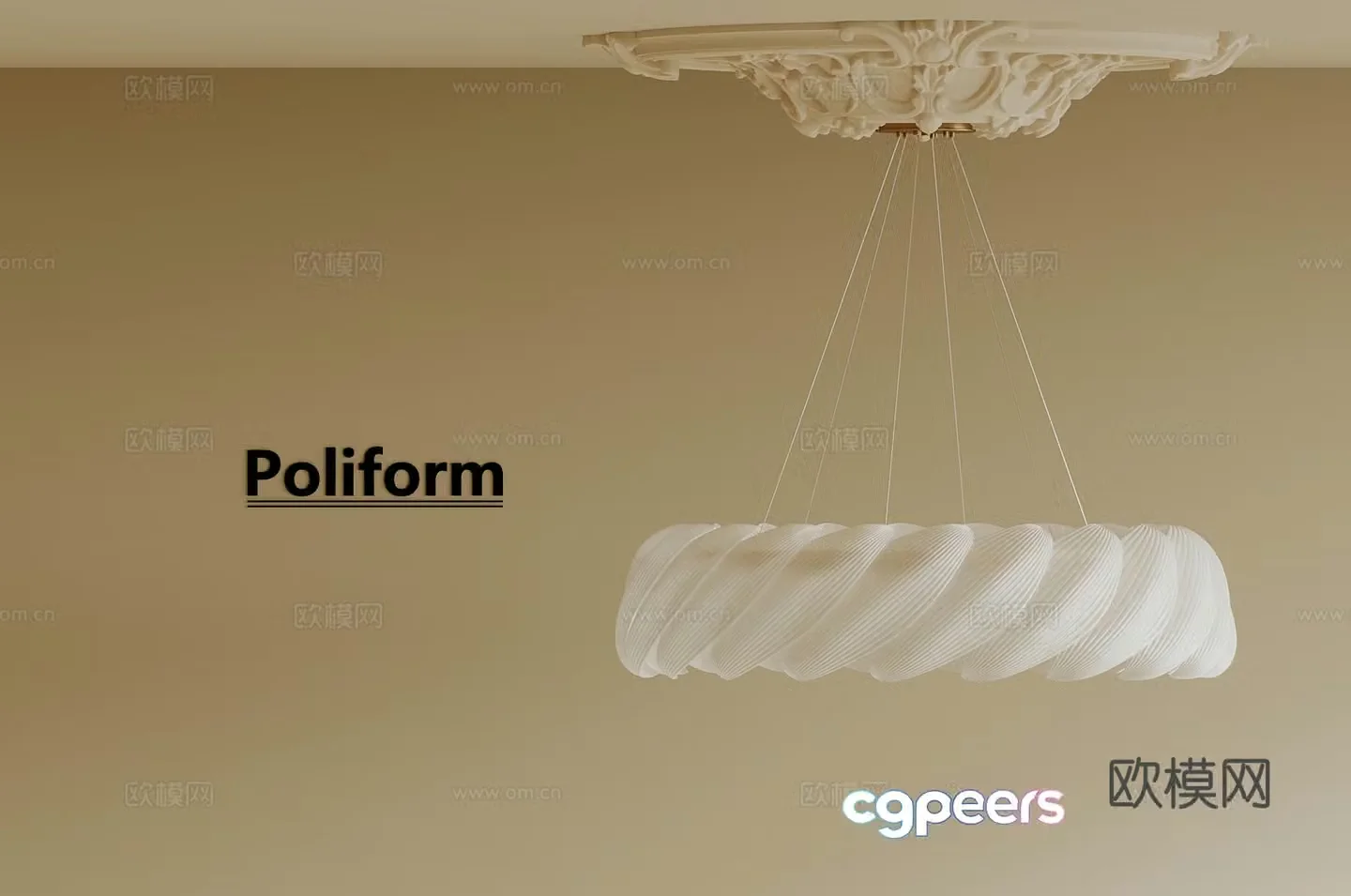 14 cream style chandelier art chandelier 3d model