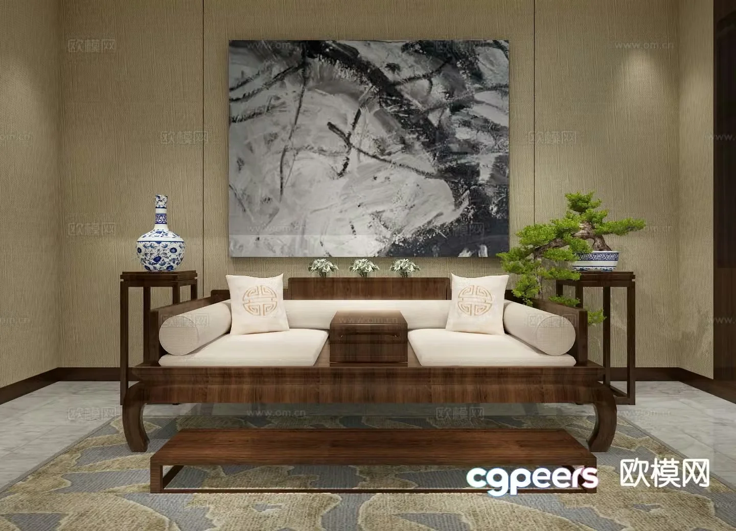 New Chinese style Arhat bed 3D model