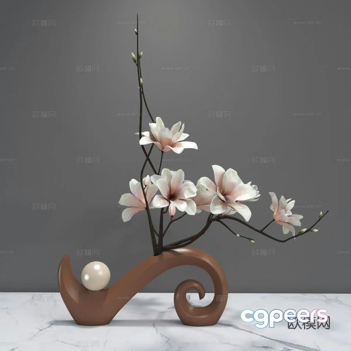 New Chinese style ornaments floral display 3d model