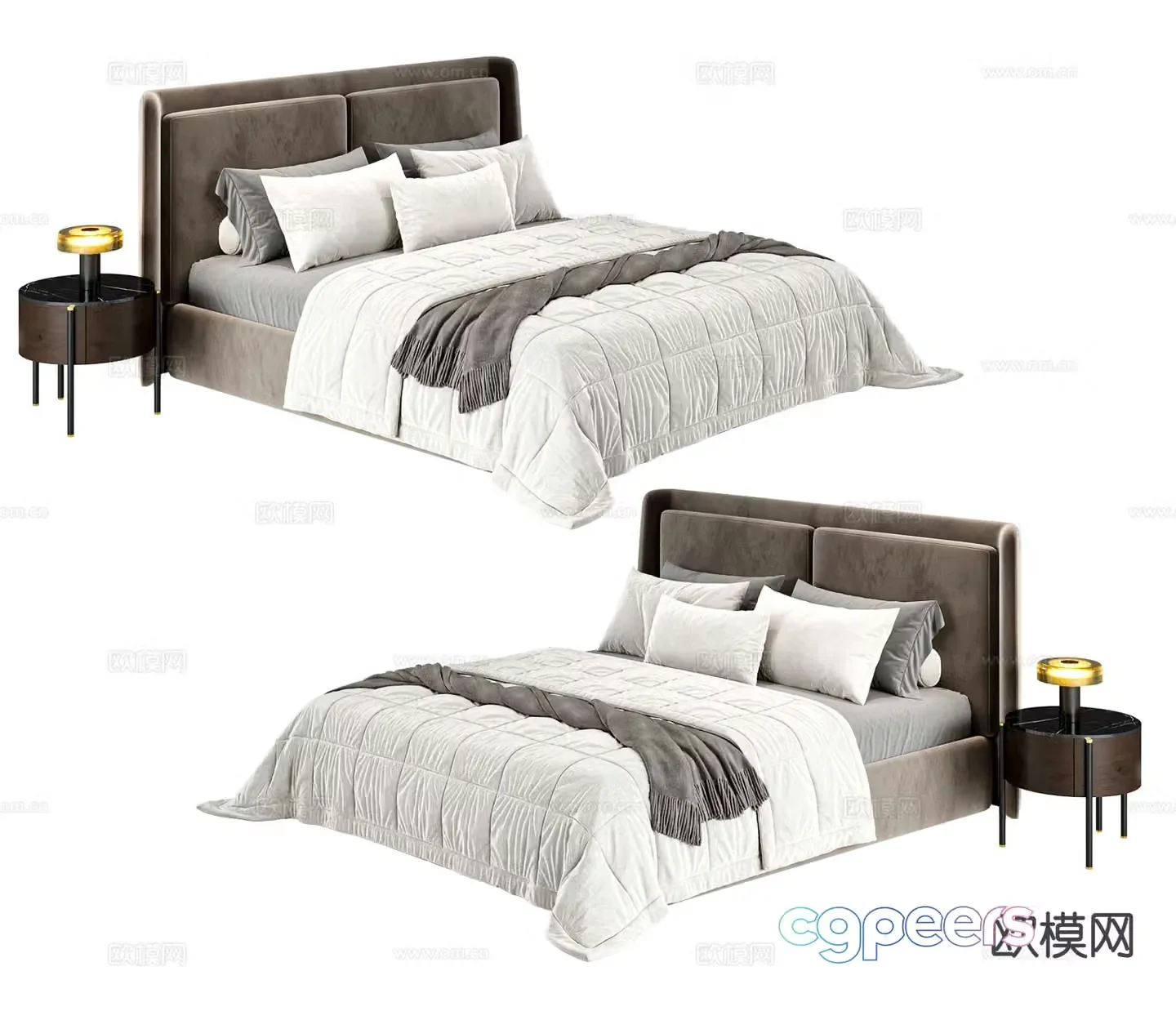 Modern double bed 3d model