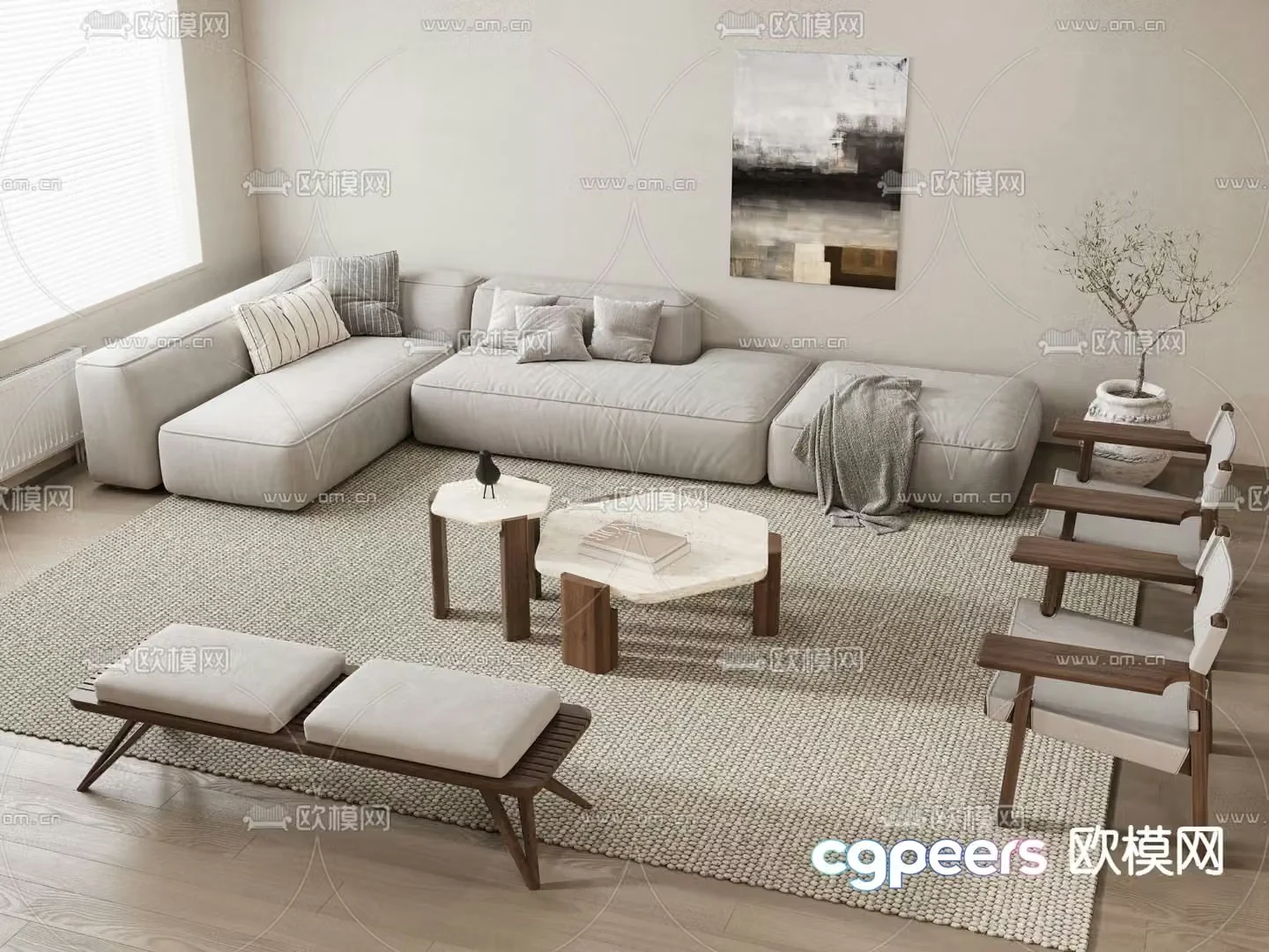 Wabi Sabi modular sofa corner sofa 3d model