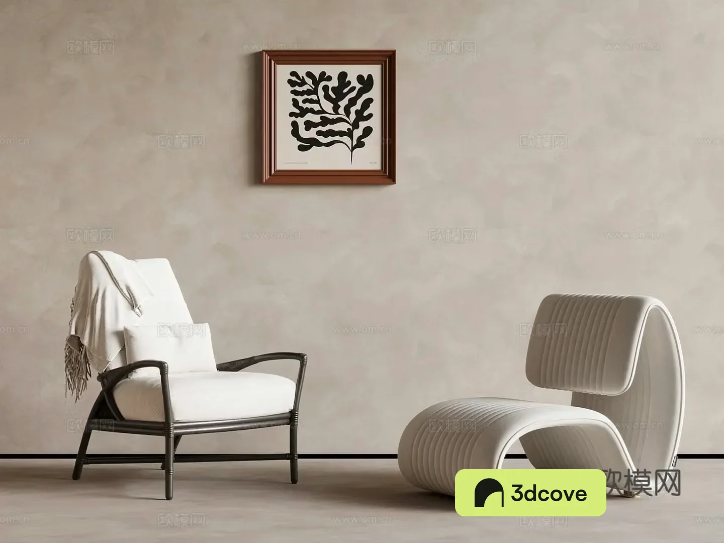 Medium style leisure chair 3d model