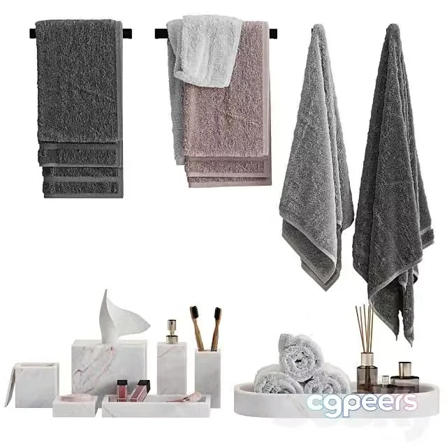 3ds Max Free – Bathroom Decor Towel Set 19