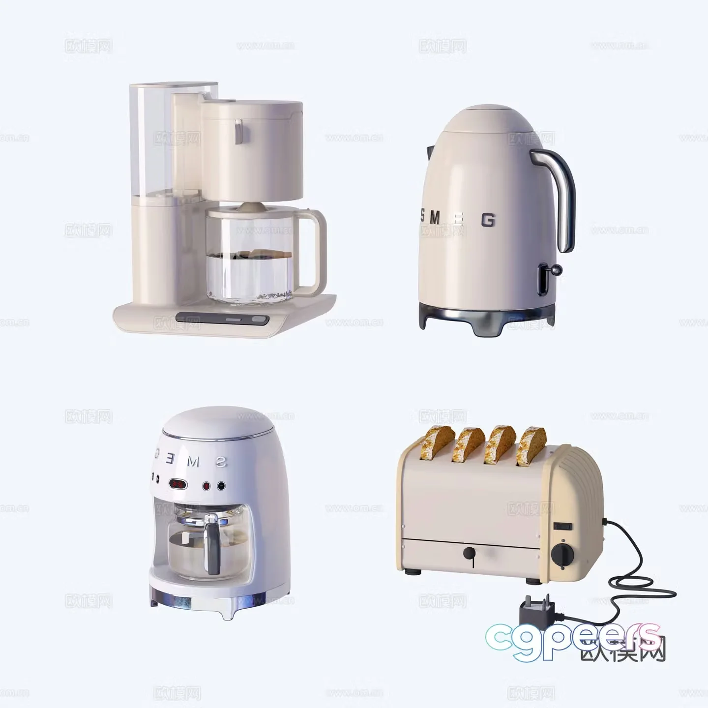 Modern kitchen coffee machine soy milk machine bread machine water dispenser 3d model