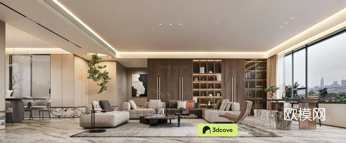 Modern living and dining room