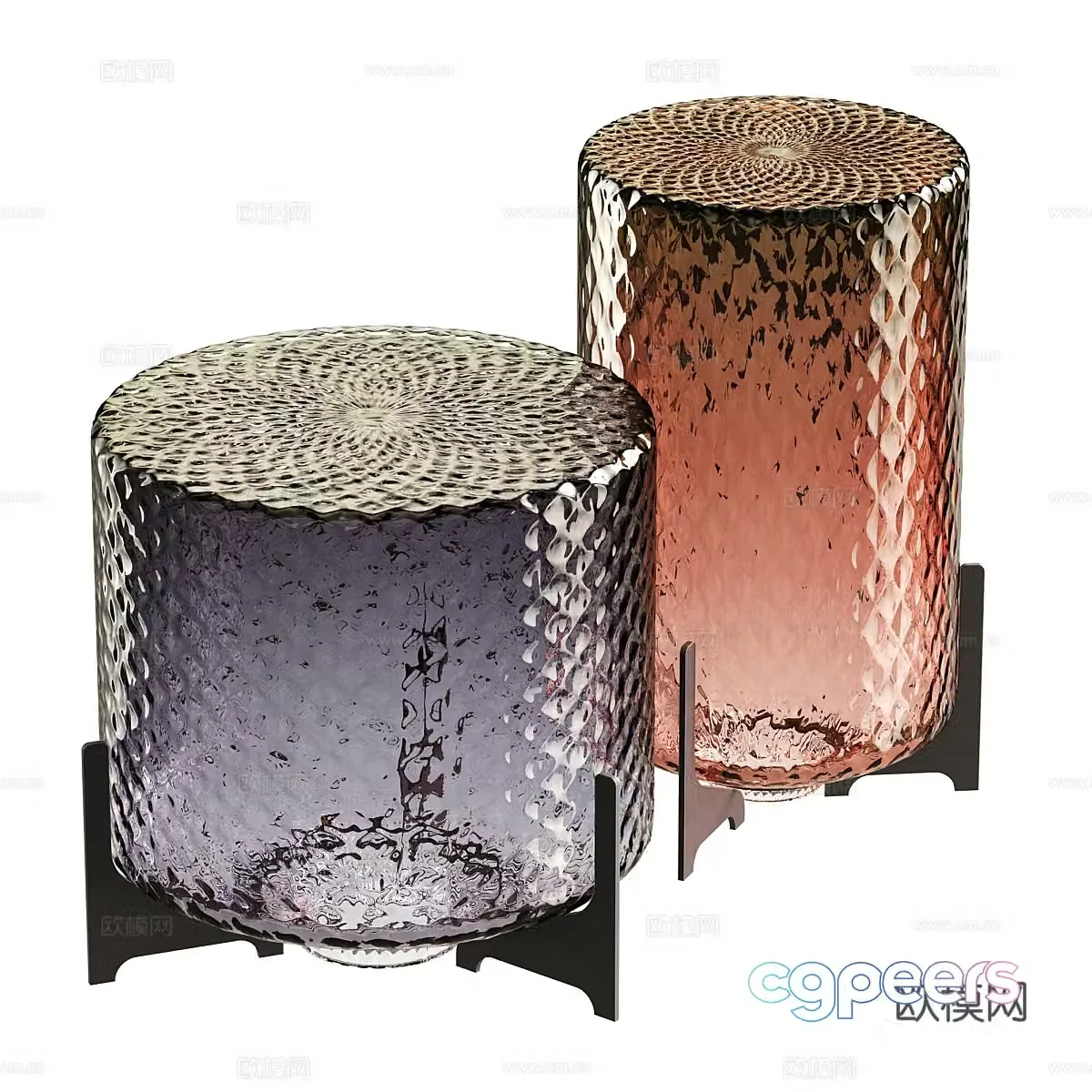 Modern Italian acrylic side table glass side table round side table 3D model