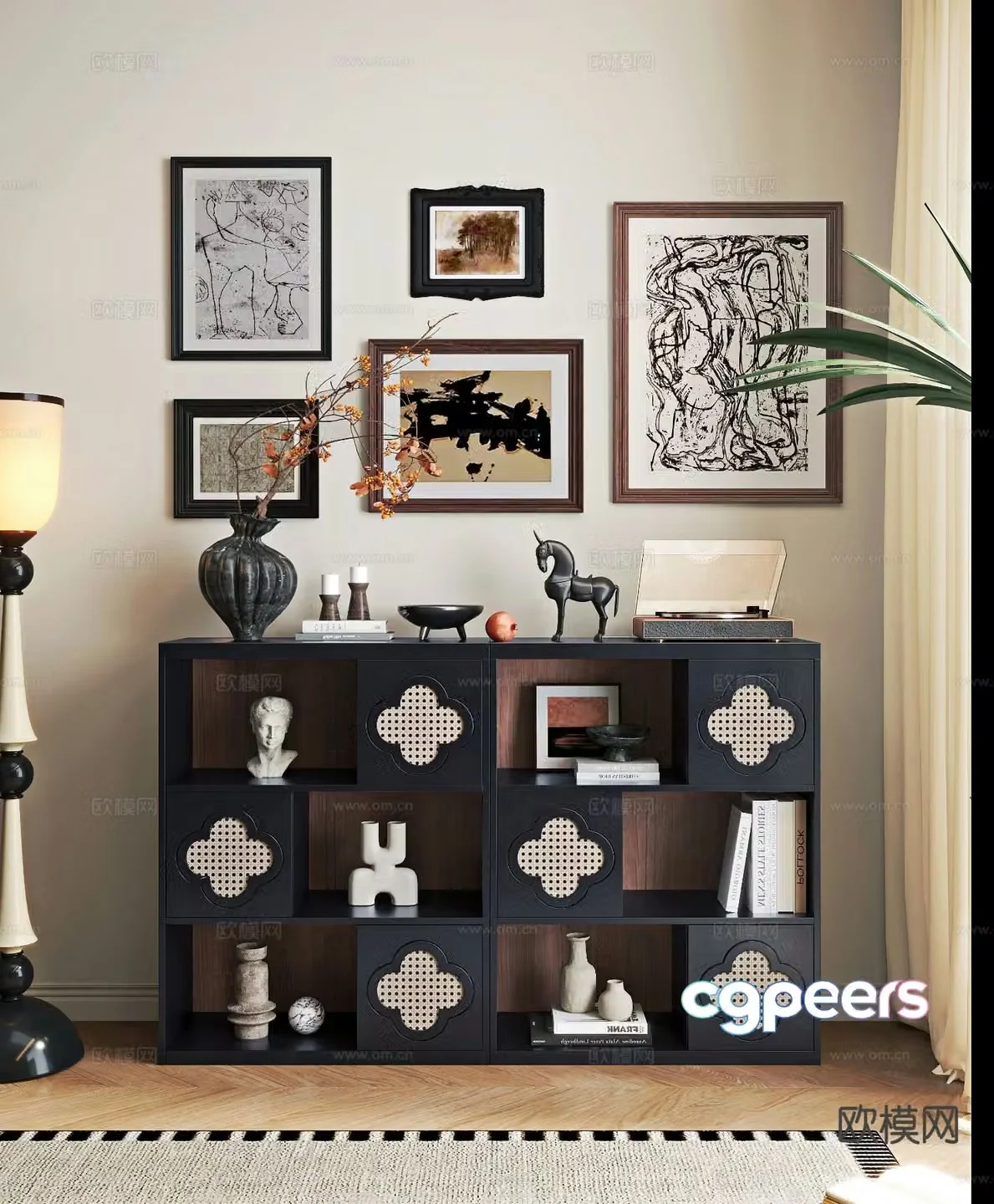 French entryway cabinet low cabinet 3d model