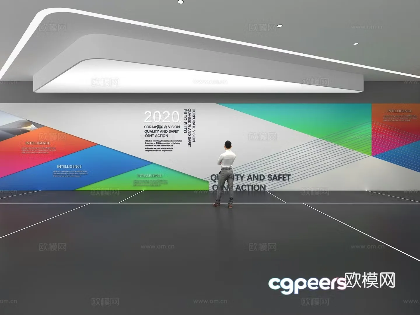 Cultural wall Corporate culture wall Education Theme wall Exhibition hall Campus culture Corridor 3D model