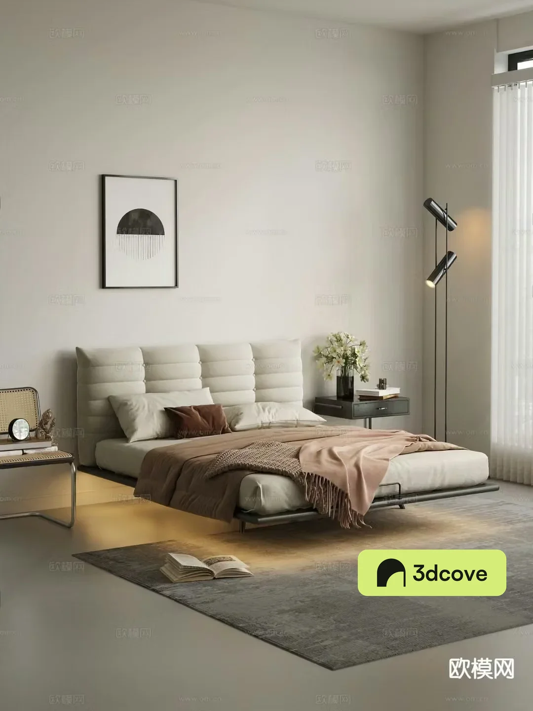 Modern suspended double bed