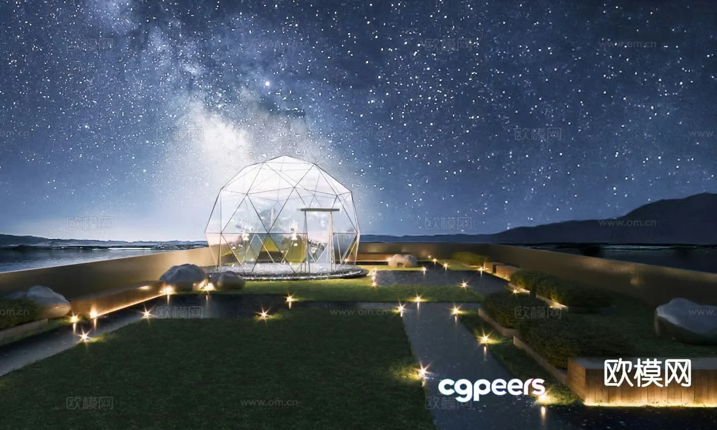 Sky Garden Rooftop Starry Sky Landscape 3D Model