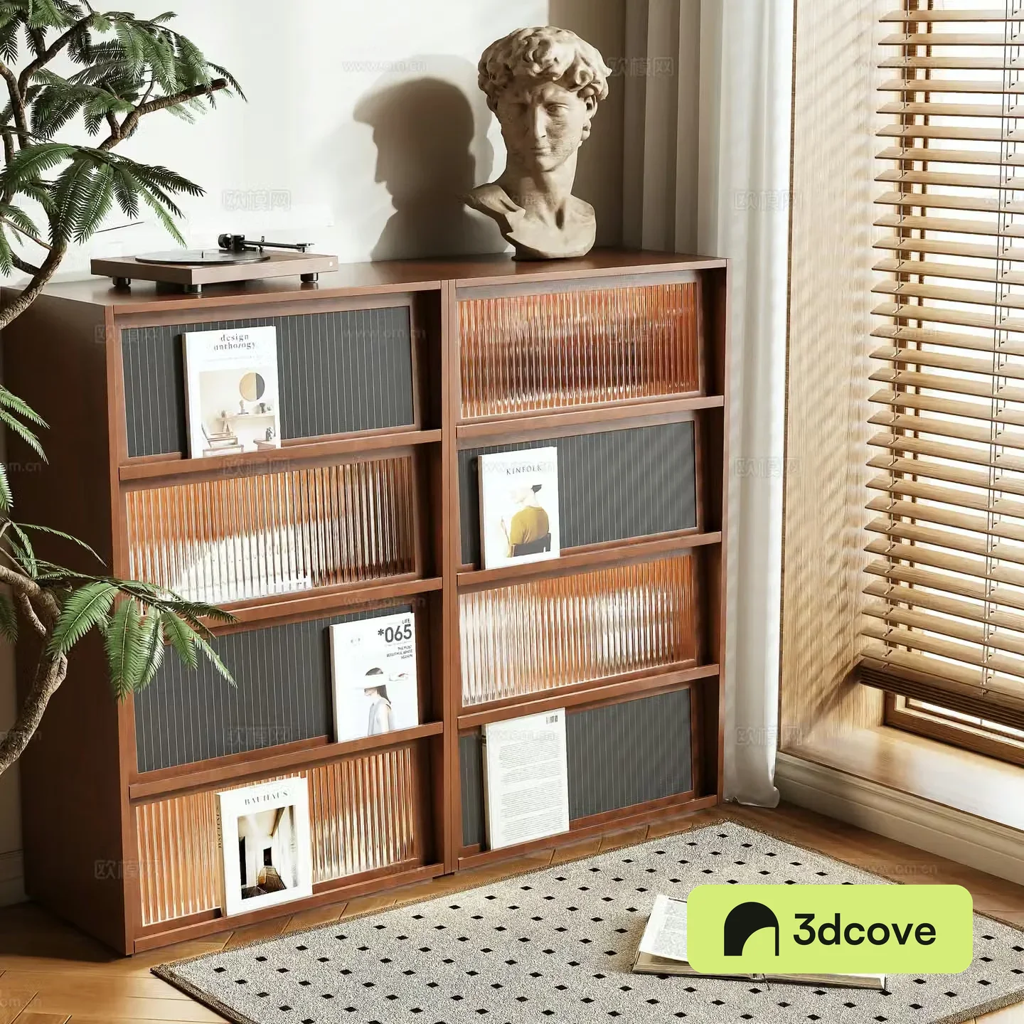 Medieval style magazine rack low bookcase