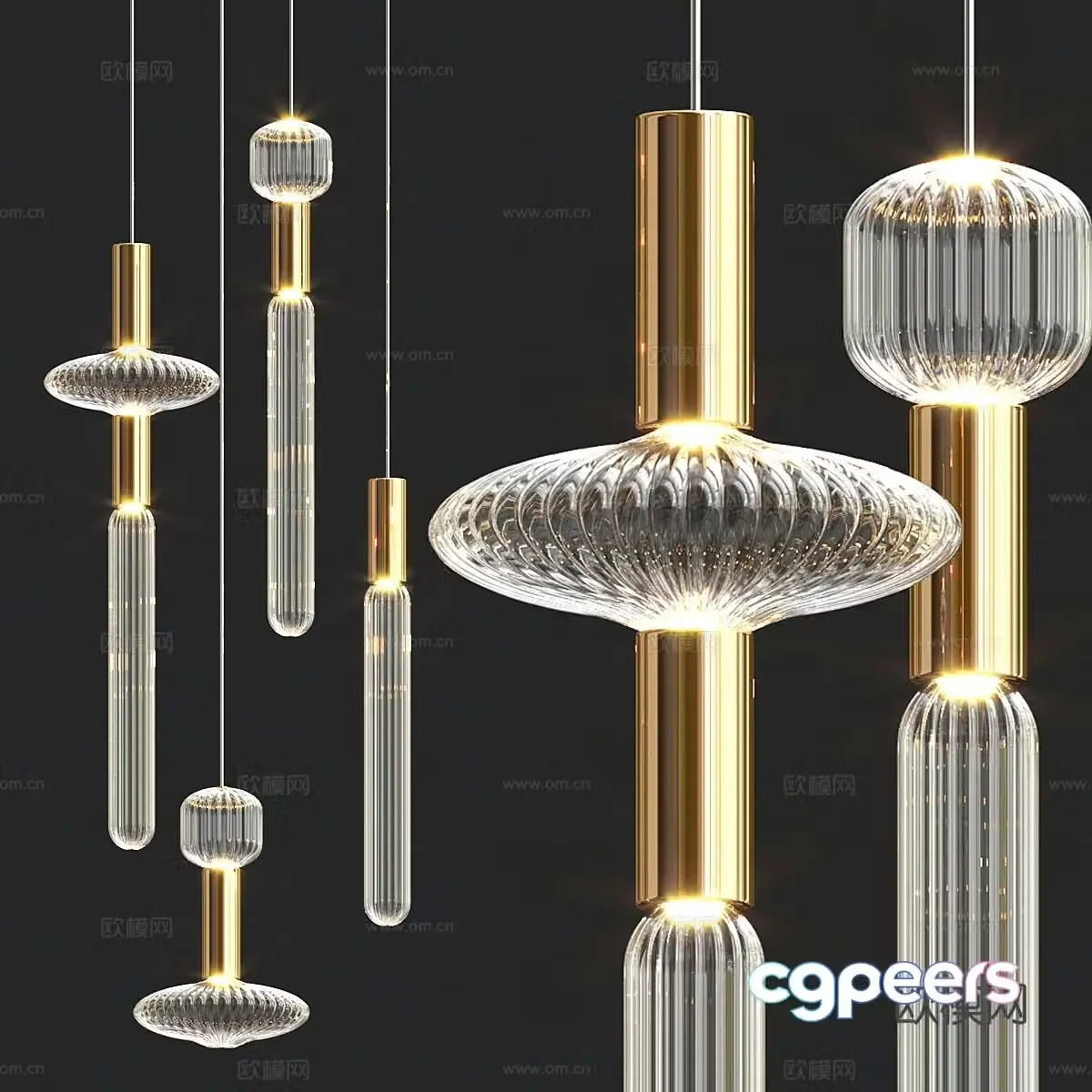 Light luxury glass chandelier 3d model