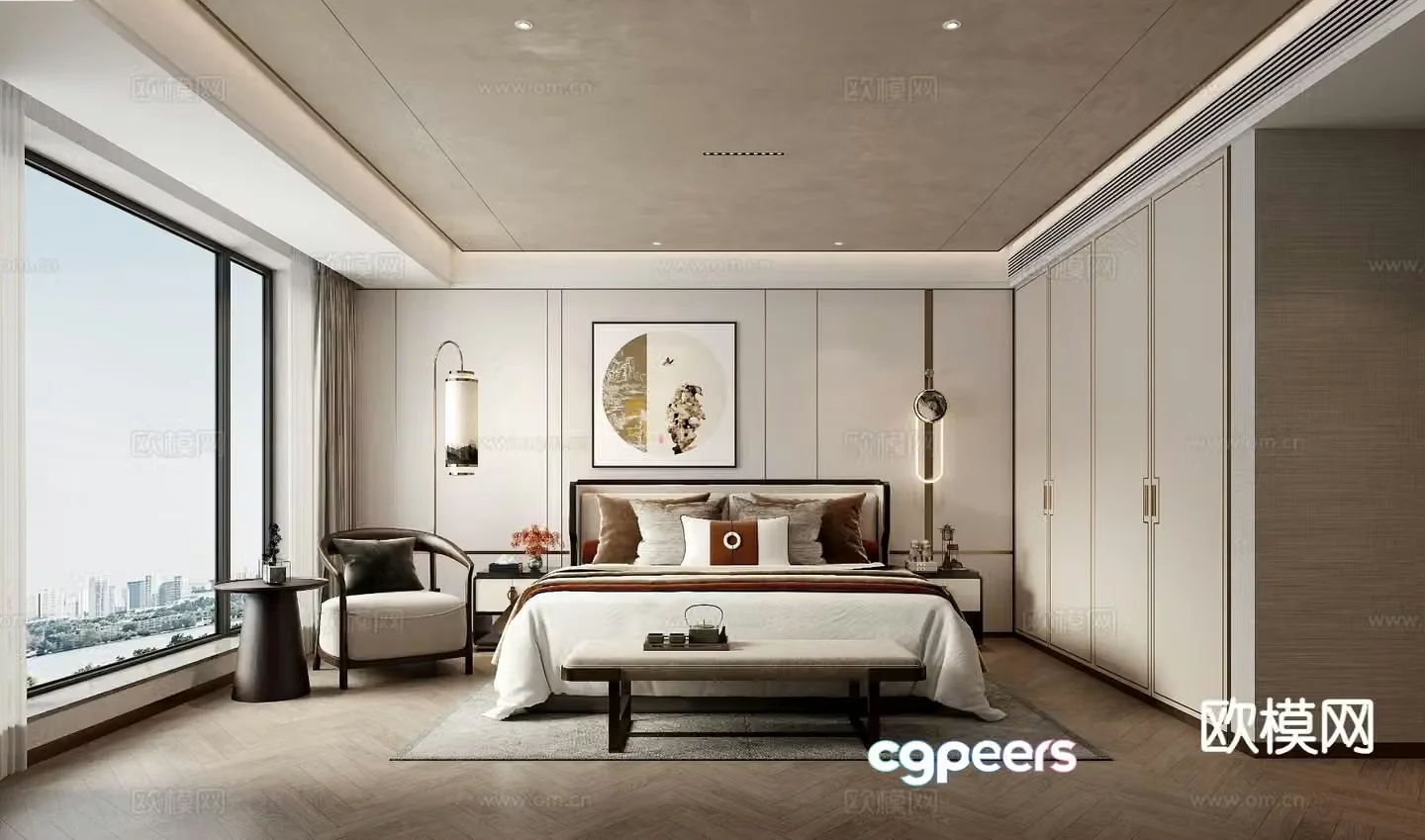 New Chinese style bedroom master room 3d model