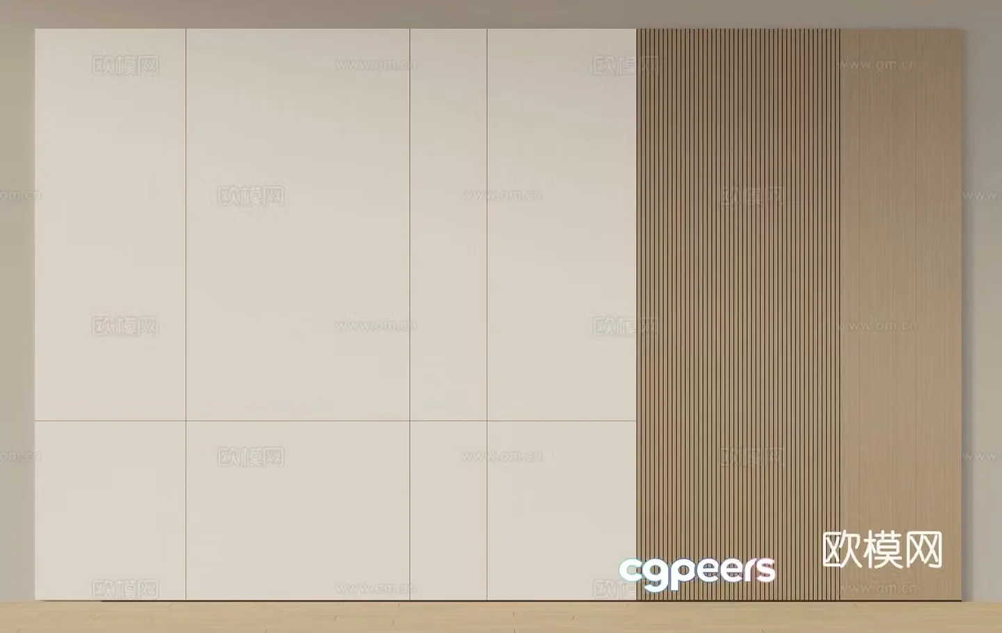 New Chinese style background wall wainscoting wood veneer 3D model
