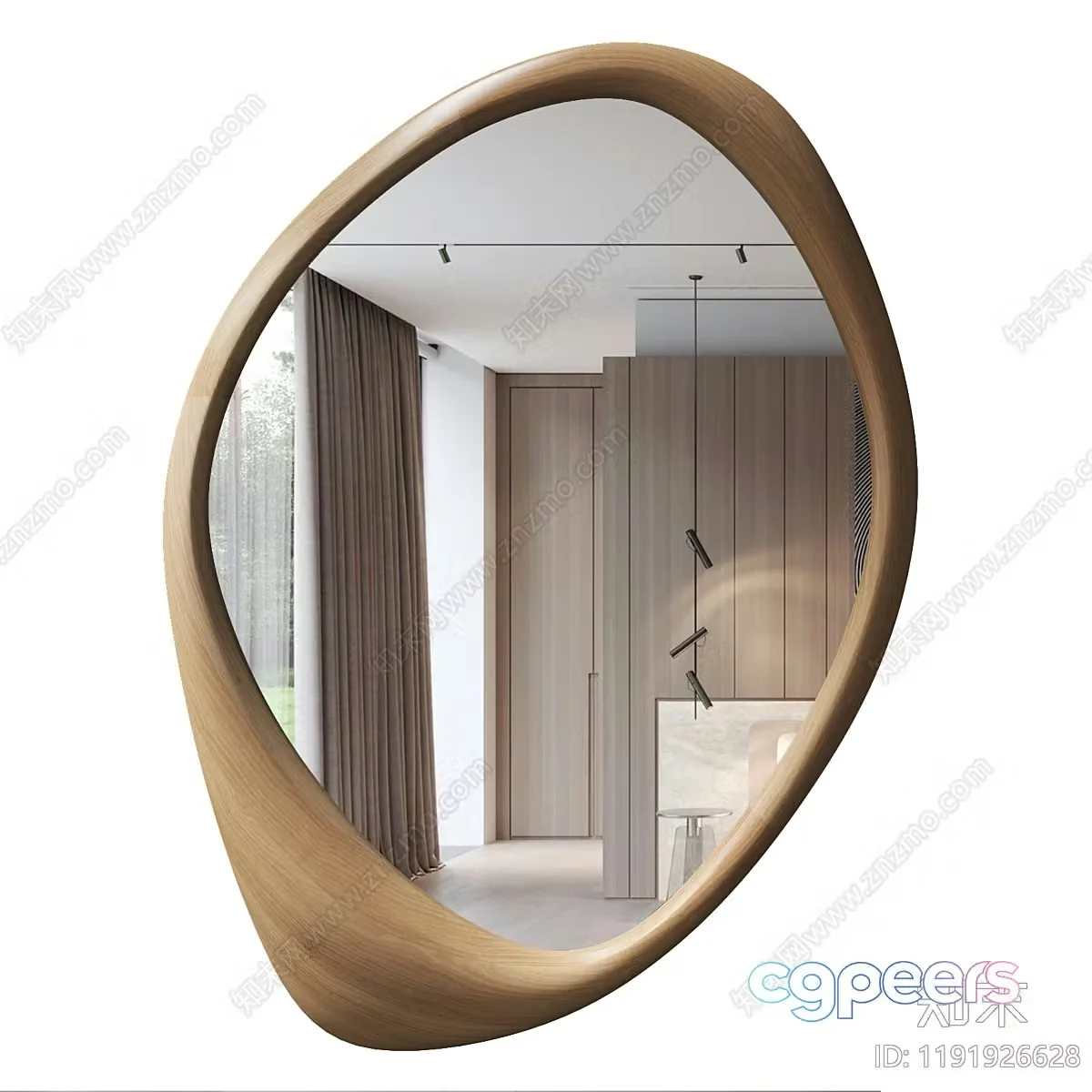 Modern Wood Mirror 3D Model – 2061 – CORONA Render
