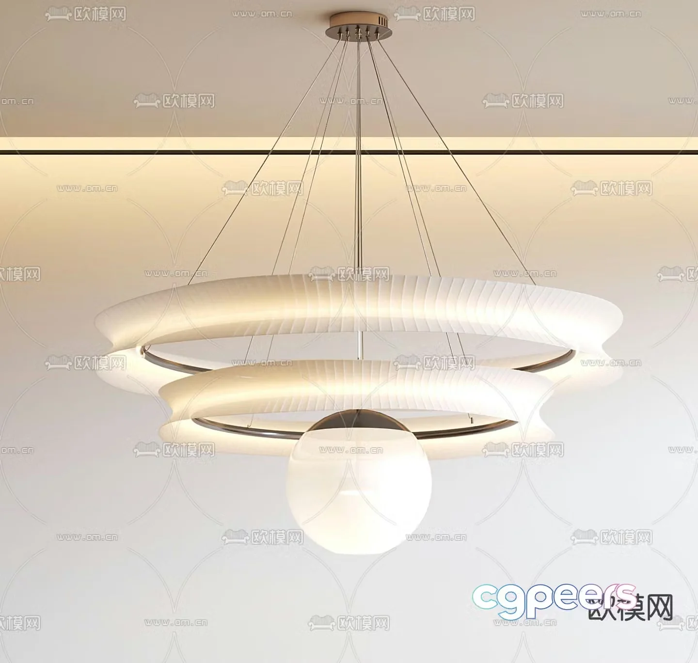 Cream style chandelier ring chandelier 3d model