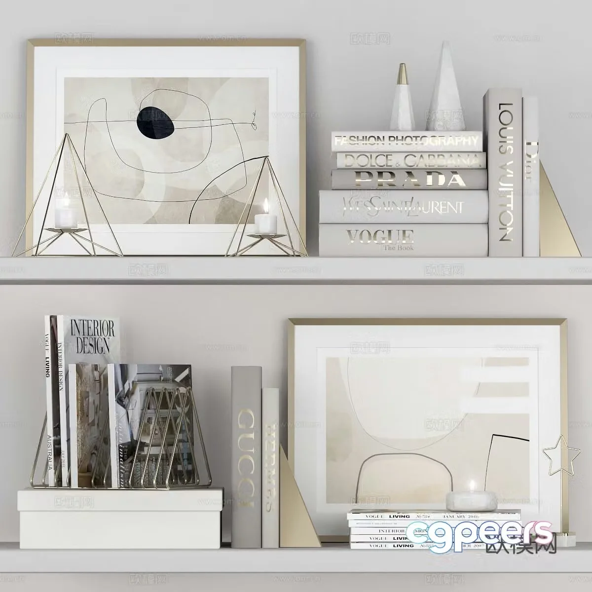 Ornament ornaments Books Photo Frame 3d Model