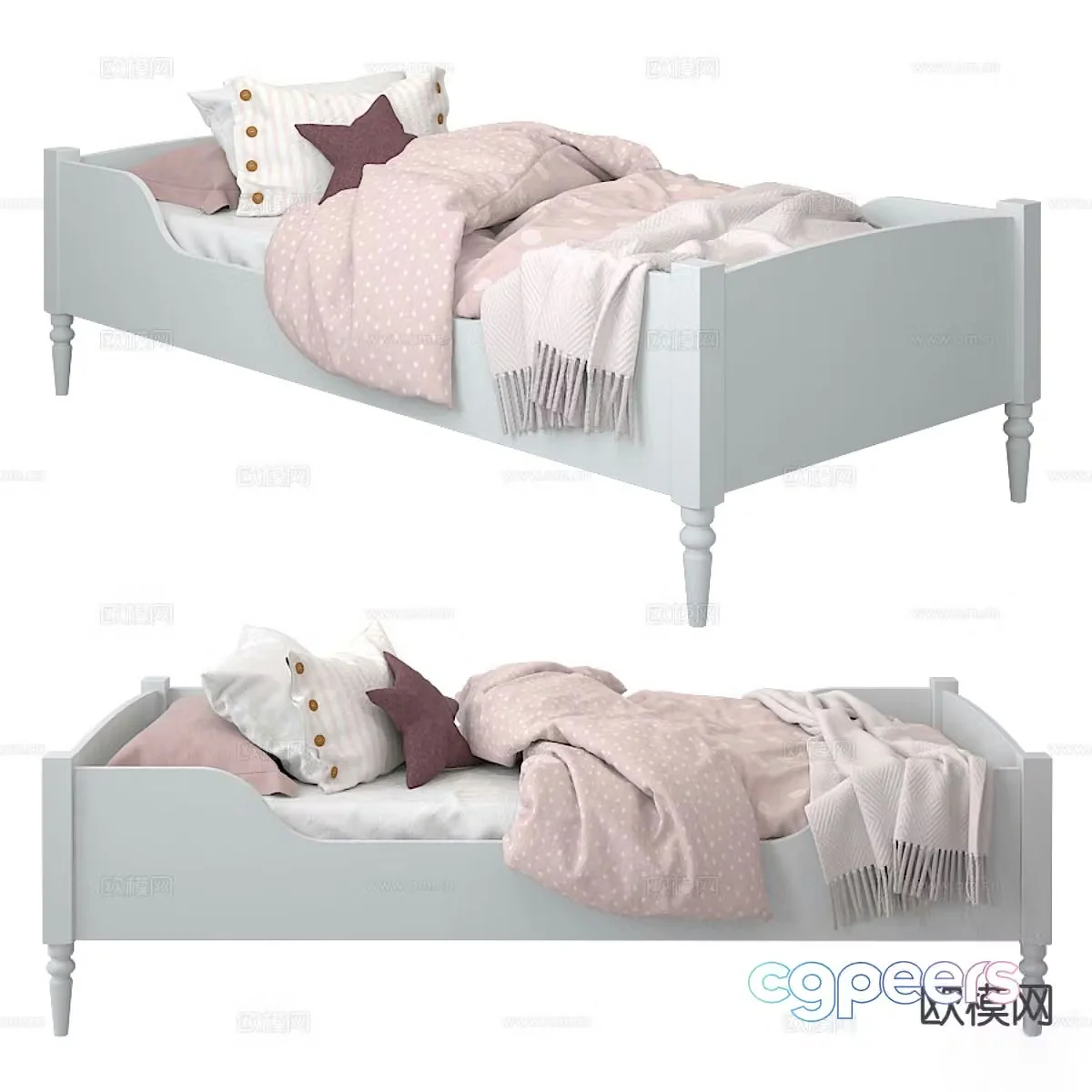Modern single bed 3d model