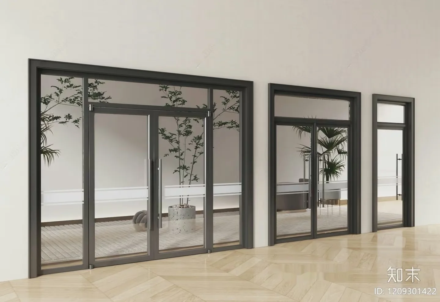 Modern Glass Doors 3D Model – 2405 – VRAY Render