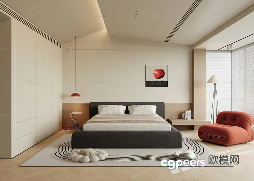 Cozy Modern Bedroom 3D Model – 7079 – VRAY Render