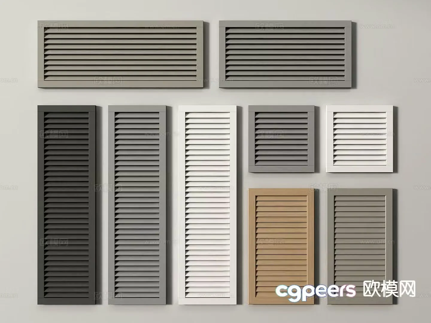 Modern louver door blinds louver cabinet door 3d model