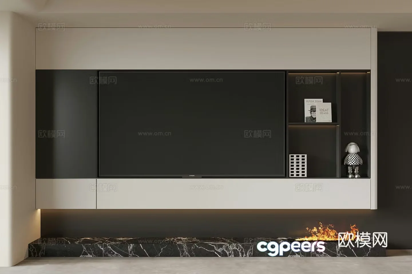 Modern minimalist TV background wall 3d model