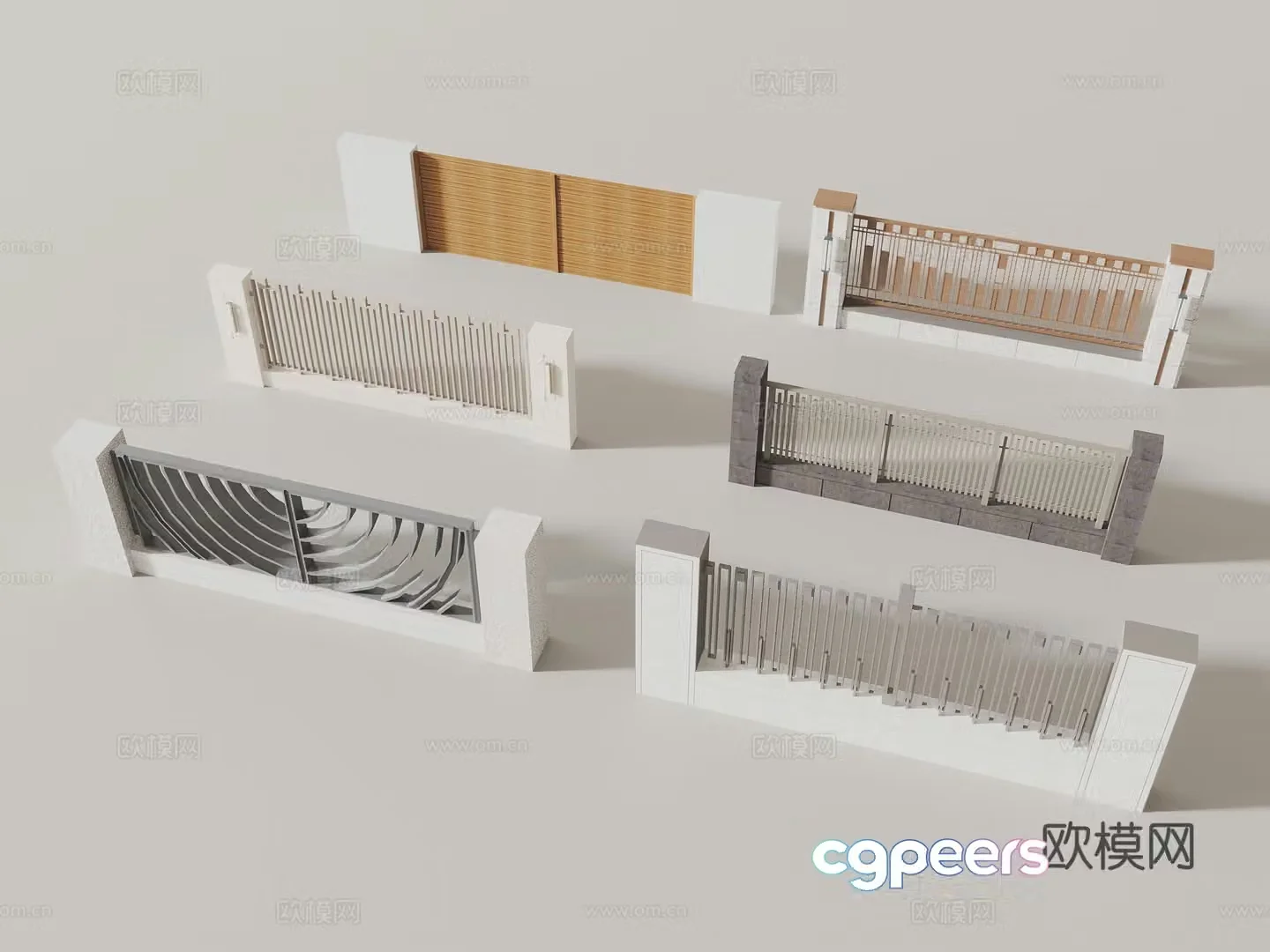 Modern wall fence railing handrail 3d model